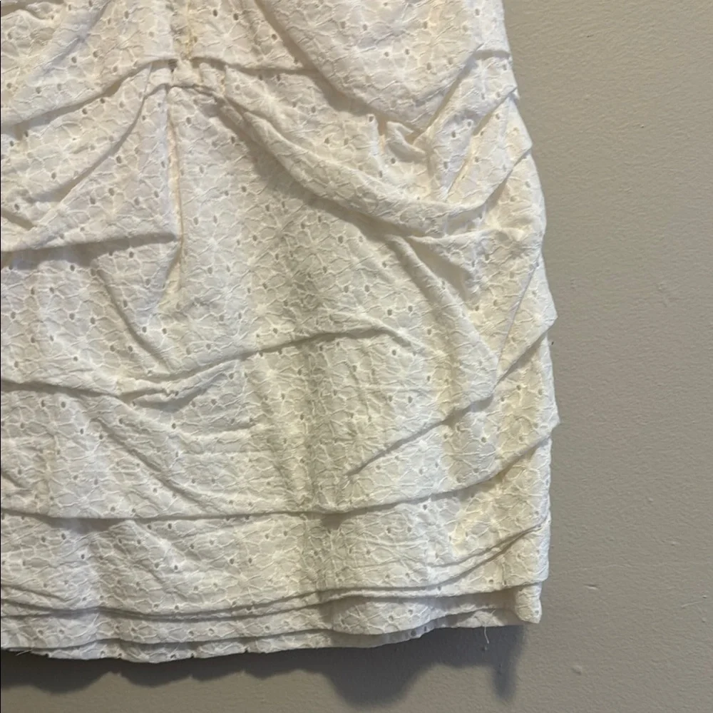 Express Rouched Eyelet White Mini Dress - Picture 8 of 16